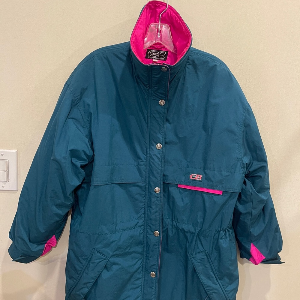 Vintage CB Sports Winter Ski Jacket Coat Teal and Pink - Picture 9 of 10
